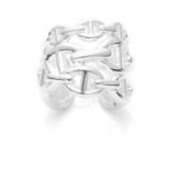 A CHAIN D'ANCRE ENCHAINEE RING, HERMES in sterling silver, formed of three entwined rows of anchor