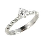 A 0.42 CARAT SOLITAIRE DIAMOND RING in platinum, set with a single round cut diamond of 0.42