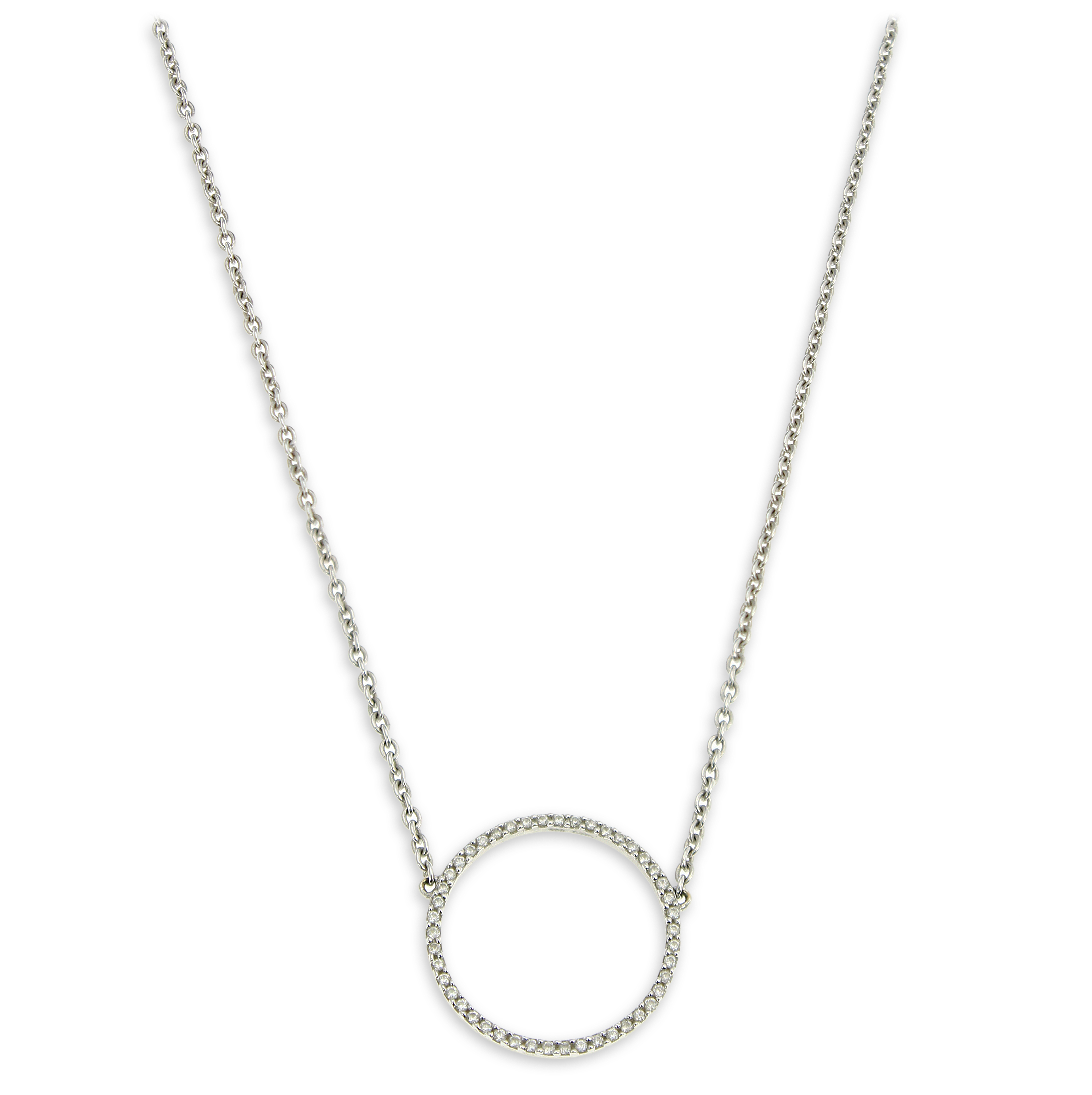 A DIAMOND HALO NECKLACE, DINNY HALL in white gold, formed of a halo motif jewelled with round cut