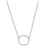 A DIAMOND HALO NECKLACE, DINNY HALL in white gold, formed of a halo motif jewelled with round cut