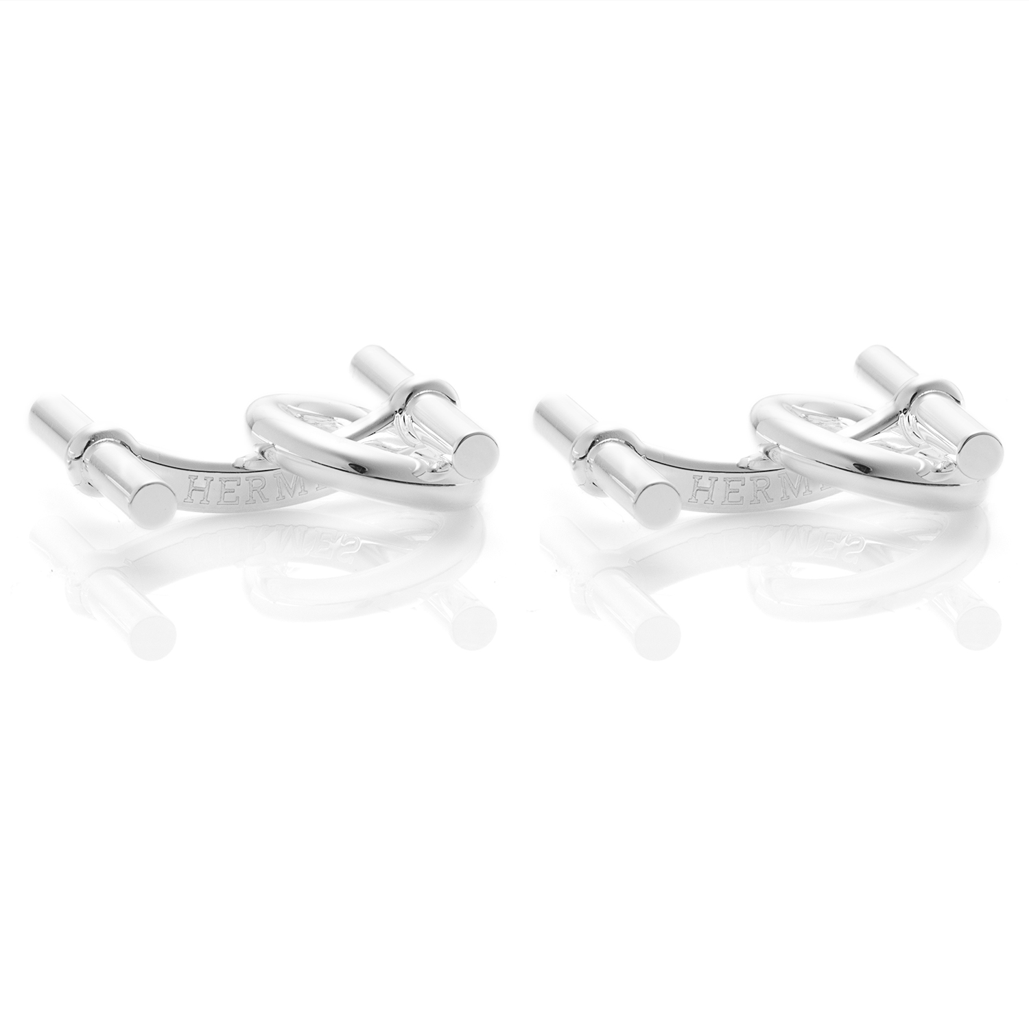 A PAIR OF CHAINE D'ANCRE CUFFLINKS, HERMES in sterling silver, each designed as two connected bars