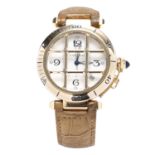 A PASHA DE CARTIER GRILL LADIES WRIST WATCH, CARTIER 43mm gold case, circular guilloche dial,