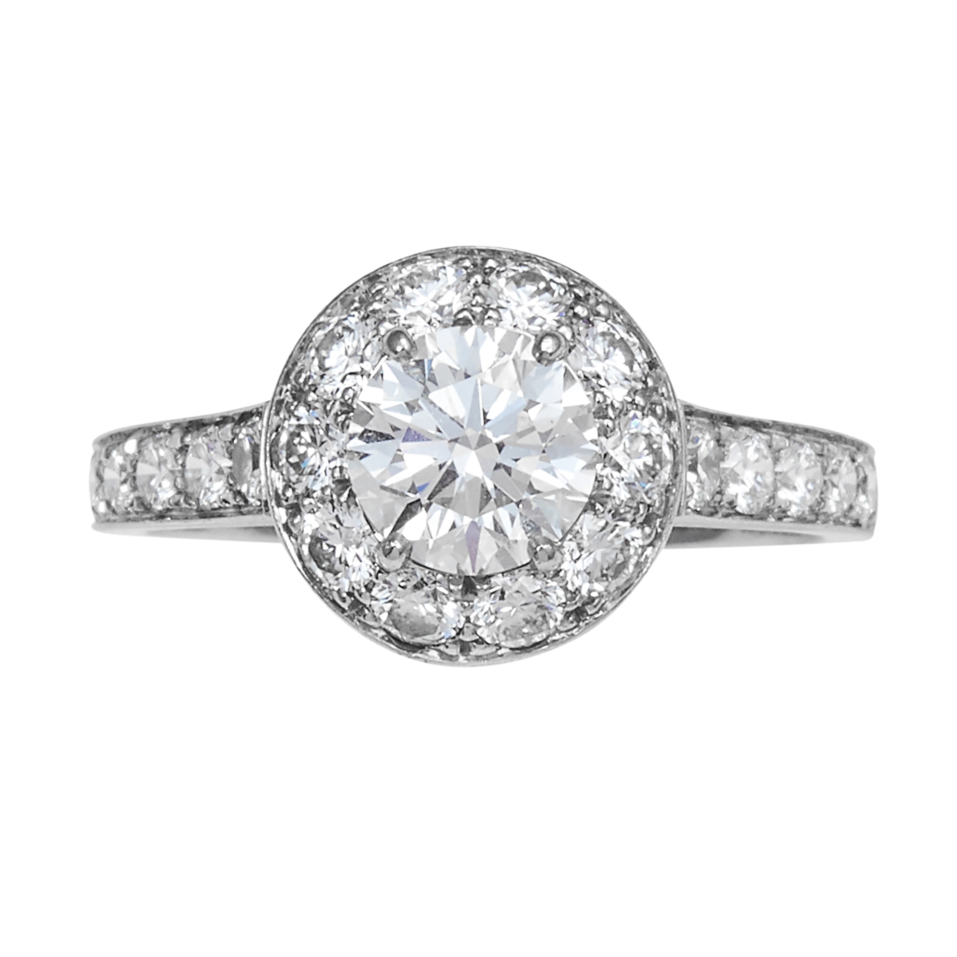 AN ICONE 1.0 CARAT DIAMOND ENGAGEMENT RING, VAN CLEEF & ARPELS in platinum, set with a central round