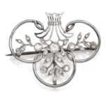AN ANTIQUE DIAMOND PENDANT / BROOCH, LATE 19TH CENTURY in platinum and yellow gold, set with round