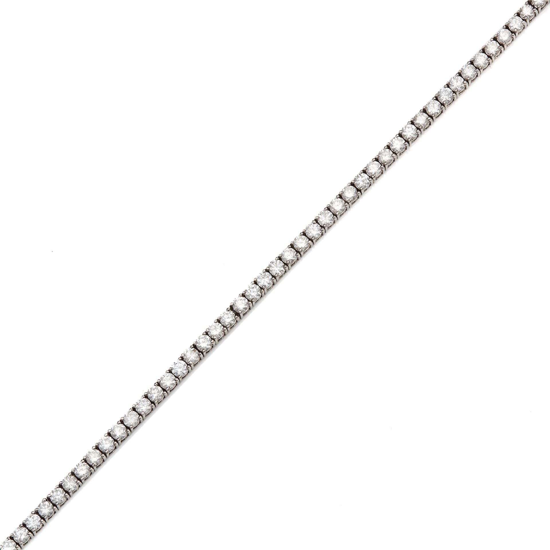 A 7.20 CARAT DIAMOND LINE BRACELET in white gold or platinum, comprising of a single row of round