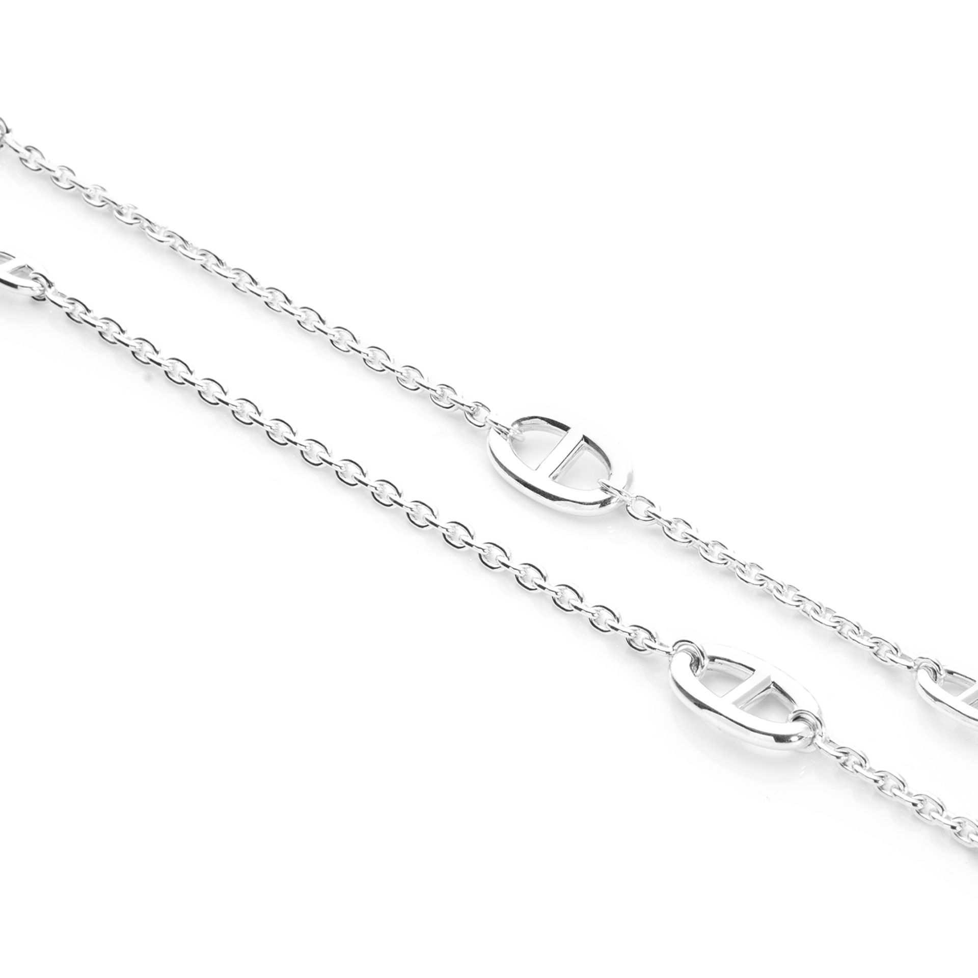 A CHAINE D'ANCRE FARANDOLE SAUTOIR NECKLACE, HERMES in sterling silver, formed of a belcher link