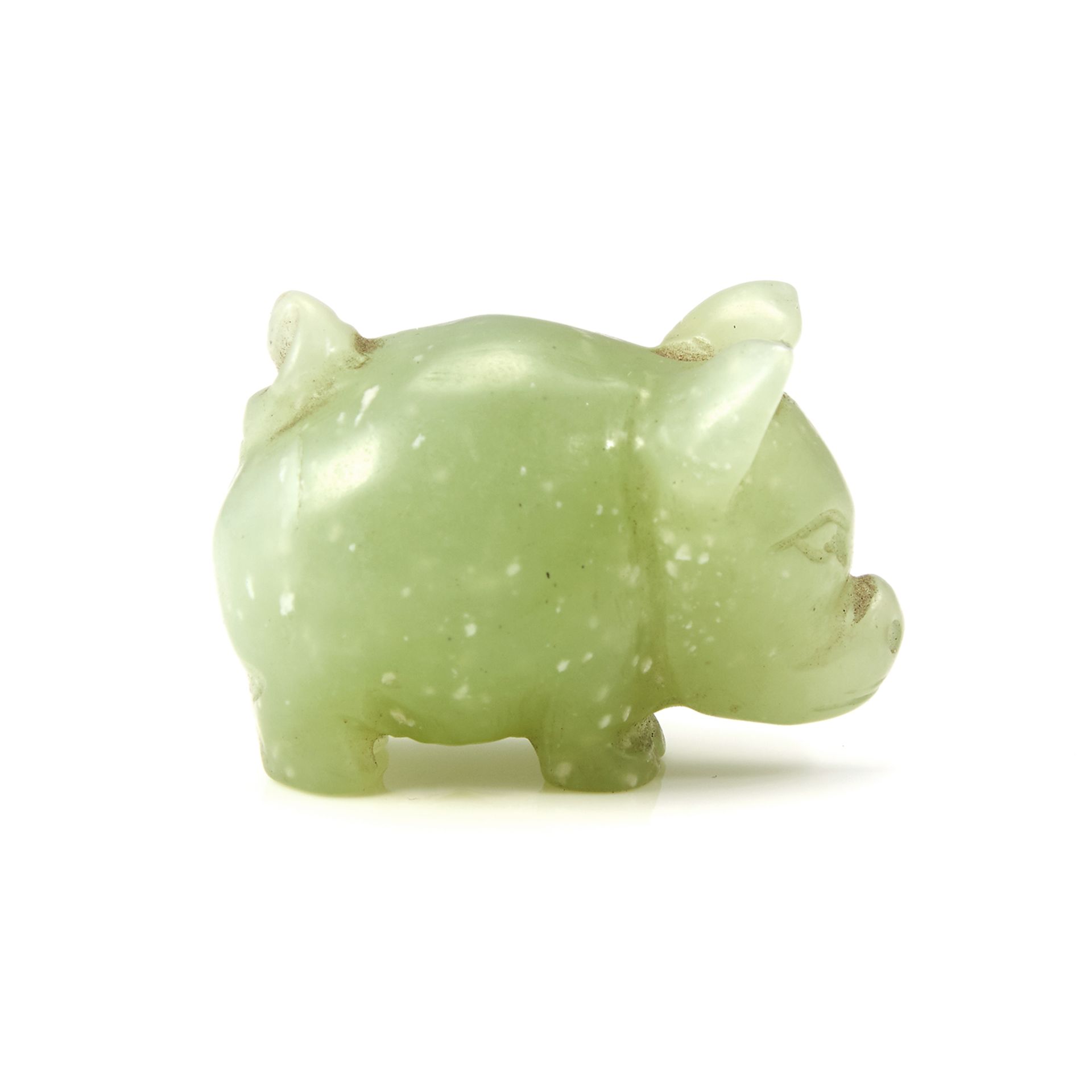 A CHINESE JADE PIG STATUE carved in the form of a standing pig, 4.2cm, 38g.