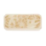 AN ANTIQUE CHINESE WHITE JADE PLAQUE, MING DYNASTY 15th Century or later of rectangular form, carved