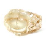 AN ANTIQUE CHINESE WHITE JADE BRUSH WASHER, MING DYNASTY 16th Century or later carved in the form of