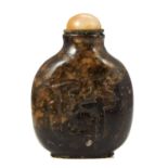 A CHINESE CARVED HARDSTONE SNUFF BOTTLE 7.2cm.