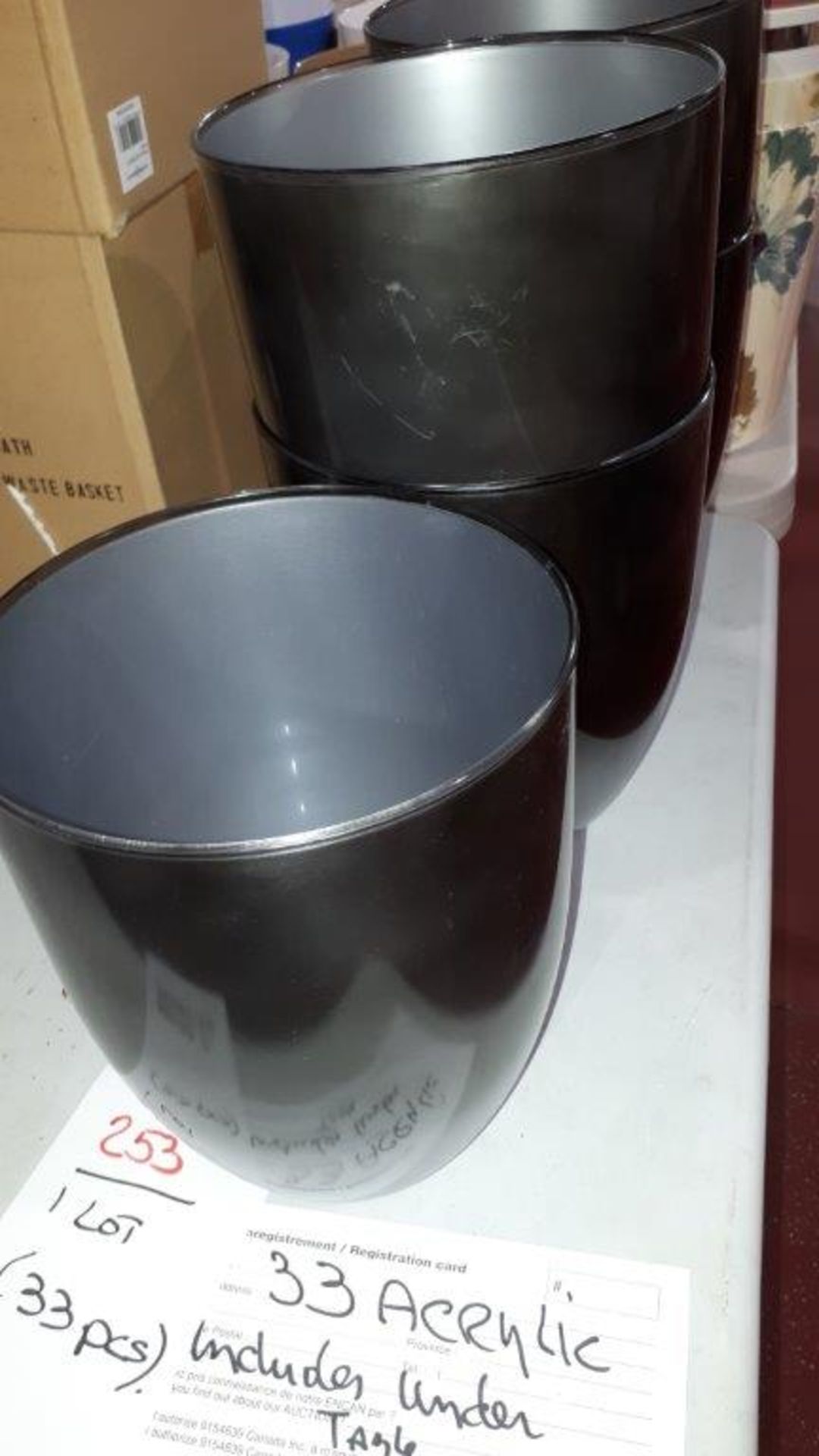 LOT: (33 pcs) ACRYLIC WASTE CONTAINERS - Image 2 of 3
