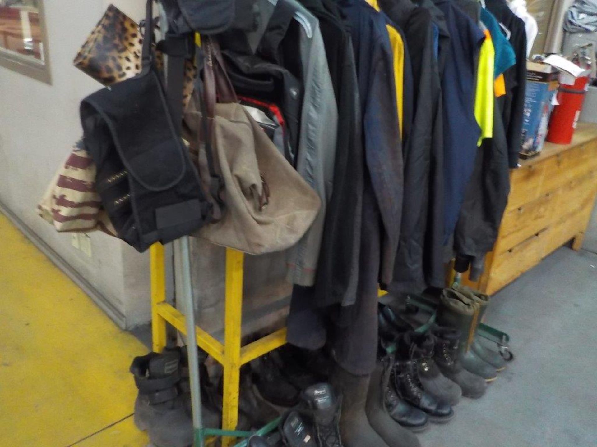 LOT: BOOTS, SHOES, BAGS, JACKETS, ETC. C/W RACK - Image 3 of 3