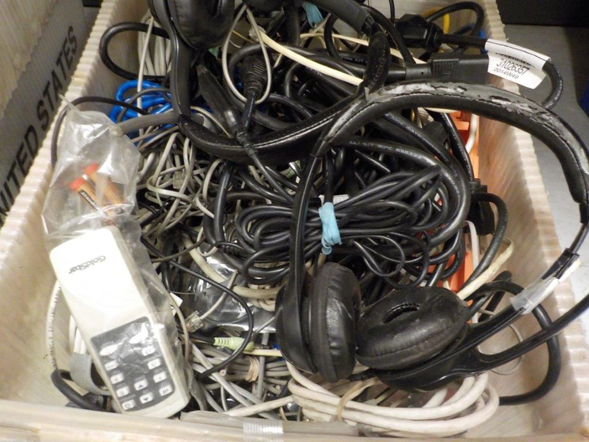 LOT: BOX OF ASSORTED COMPUTER WIRES, ETC.