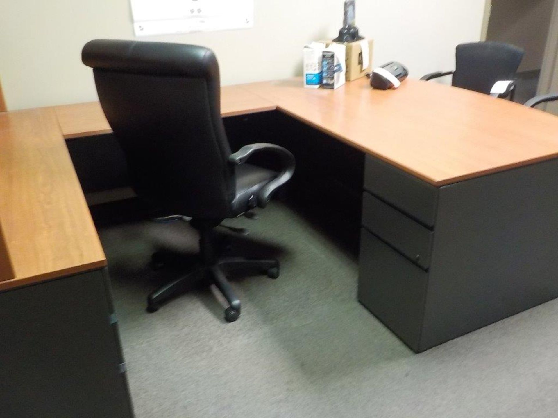 U-SHAPED DESK, 6-DRAWERS, W/ HUTCH - Image 2 of 2