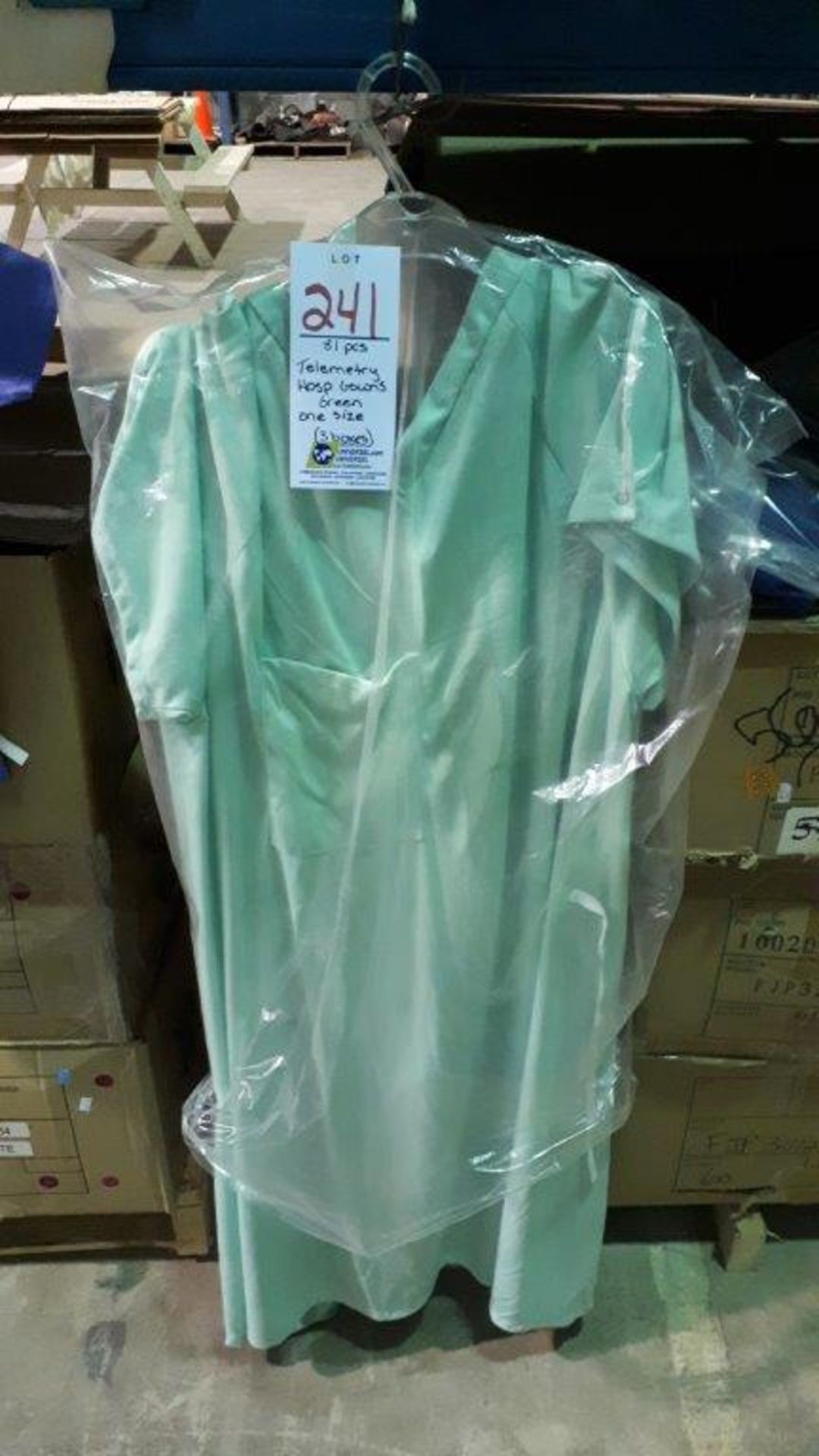 Telemery hospital gowns,green,one size (3 boxes)