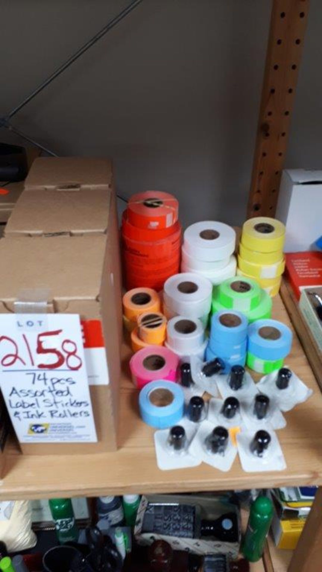 Assorted label stickers & ink rollers
