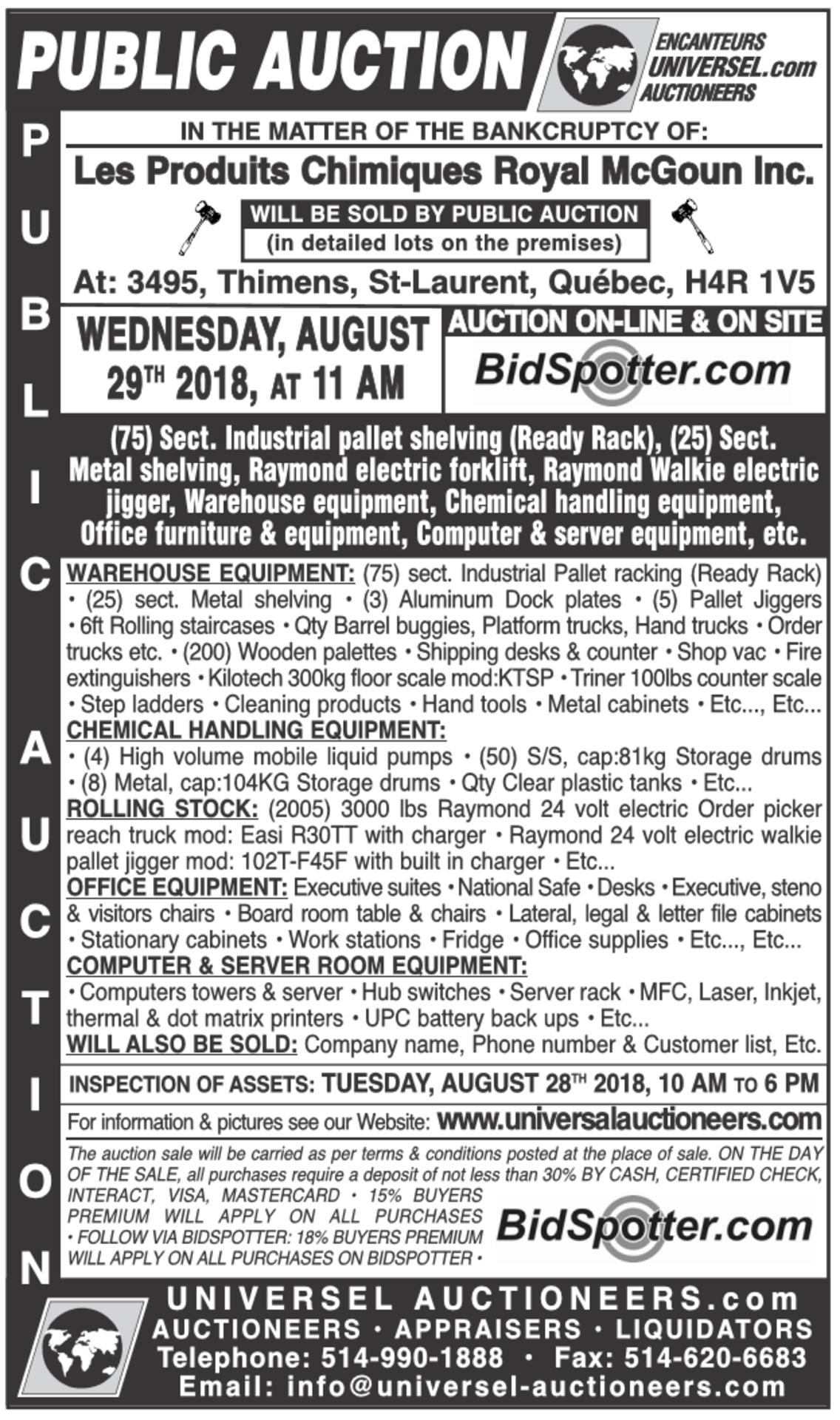 SEE NEWSPAPER ADD FOR COMPLETE DETAILS