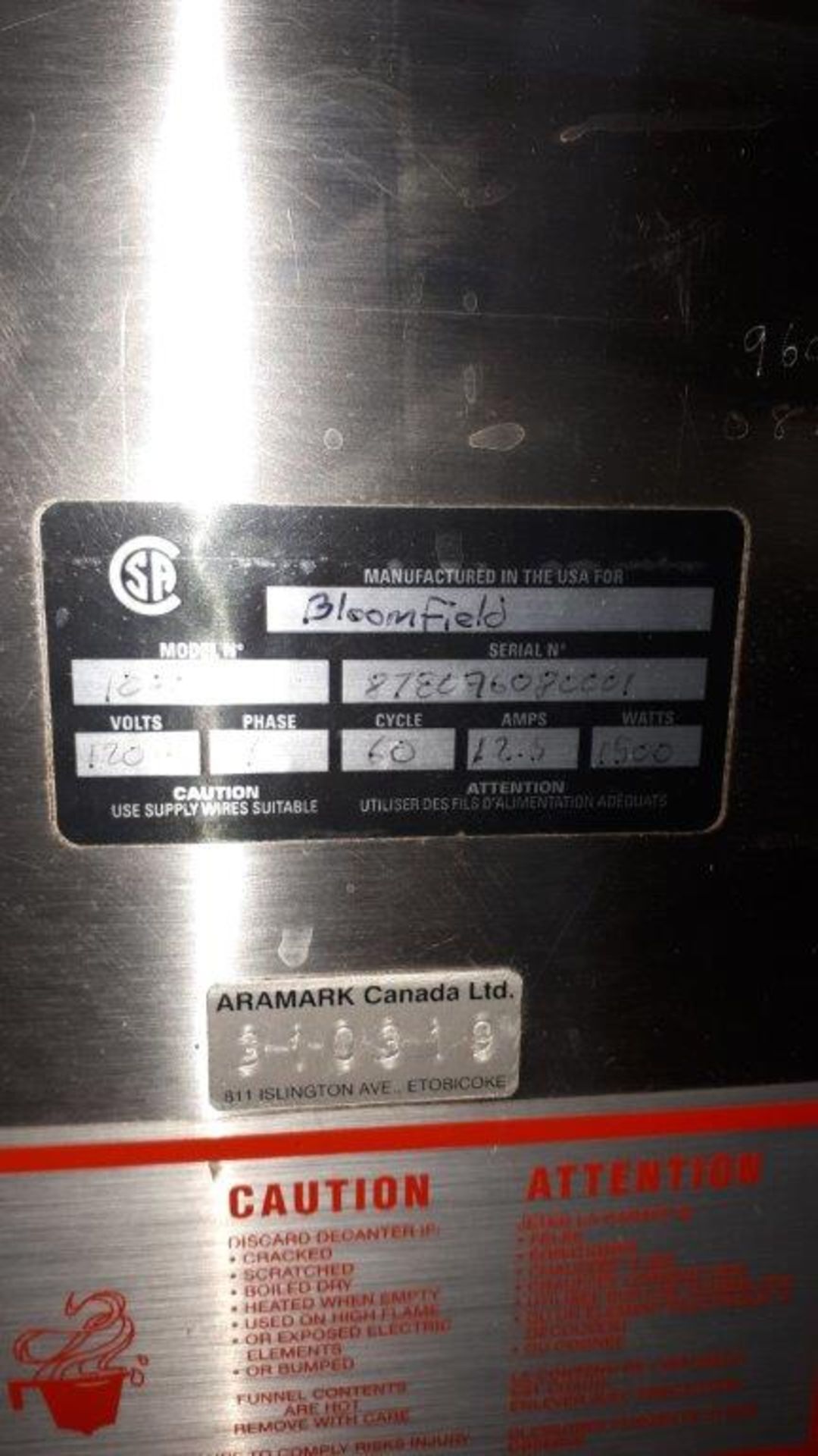 Bloomfield model:1080 coffee maker - Image 2 of 2