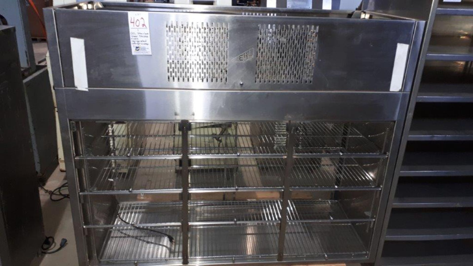 ERL stainless steel double sided refrigerated cabinet & compressor, 5'x7'