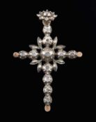 Kreuzanhänger18./19. Jh.. Silber, Teilvergoldung, Diamanten. L 6,4 cm. 10,2 g.€ 200