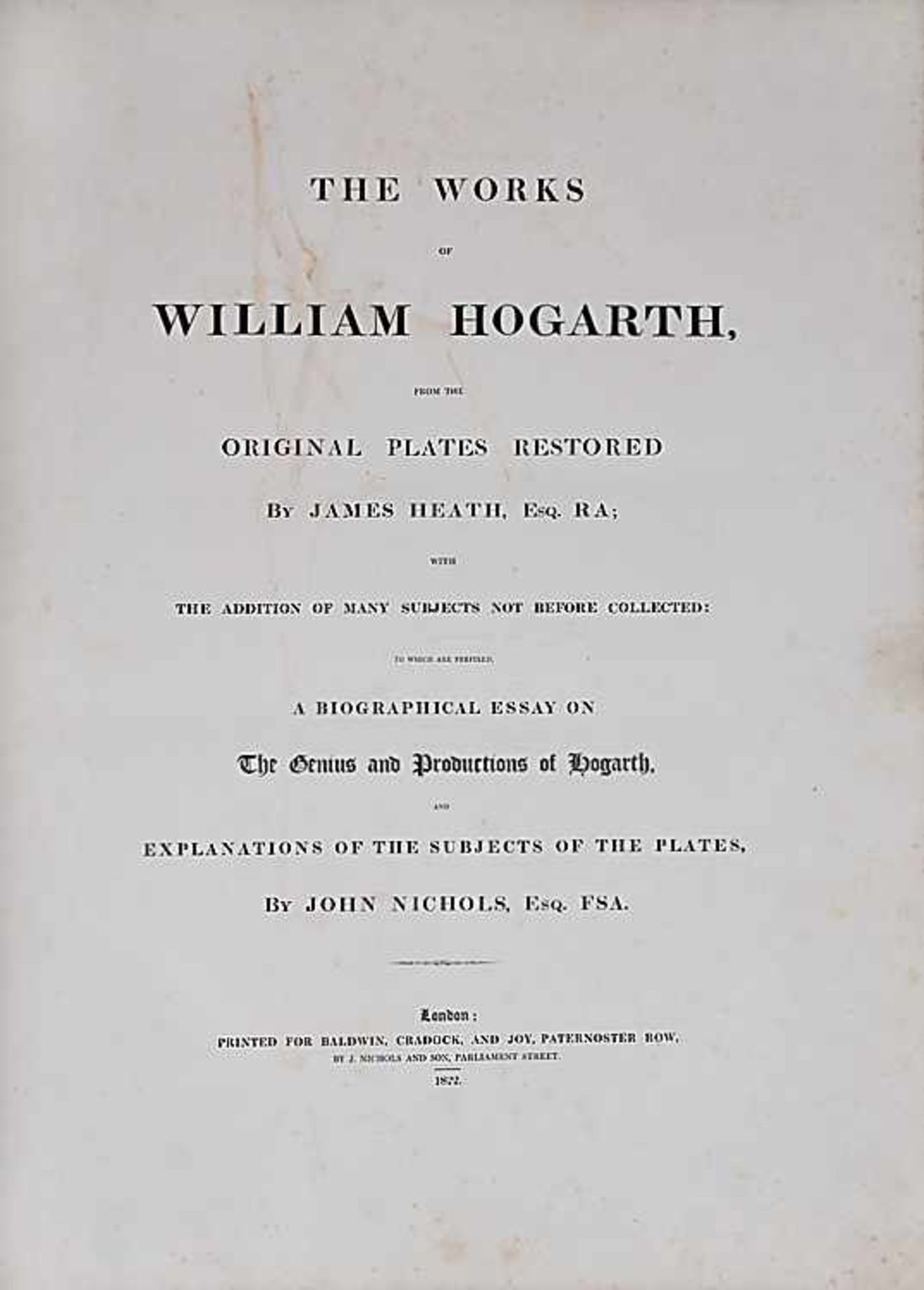 Nichols, JohnThe works of William Hogarth, from the original plates restored by James Heath, Esq. - Bild 2 aus 3