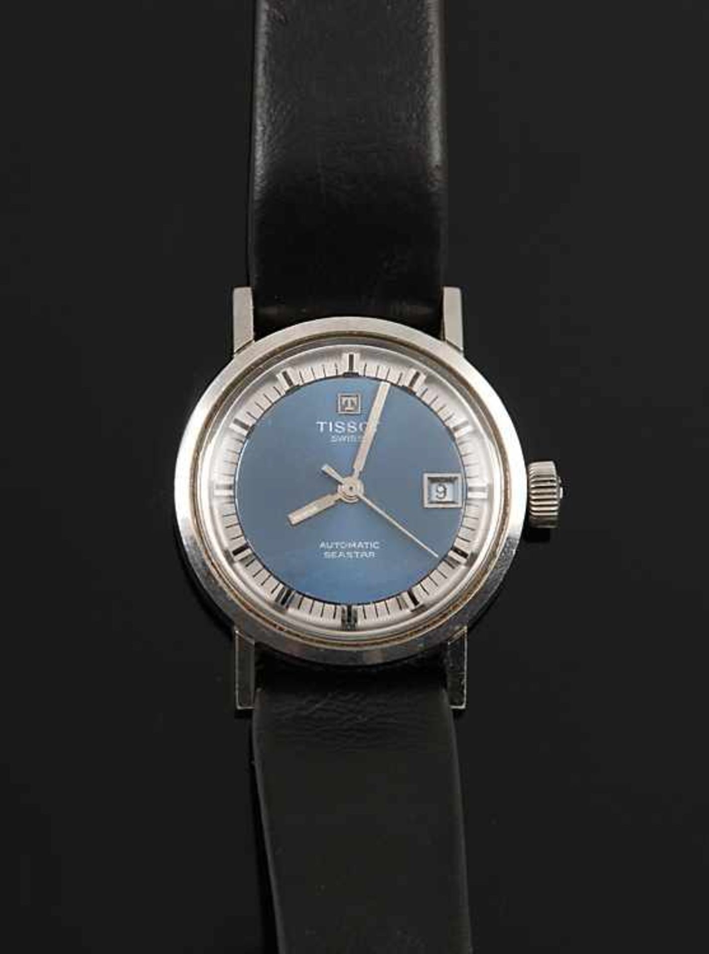 DamenarmbanduhrTissot Seastar Automatic. Gehäuse Edelstahl. D 22,5 mm. Dunkelblaues Zifferblatt,