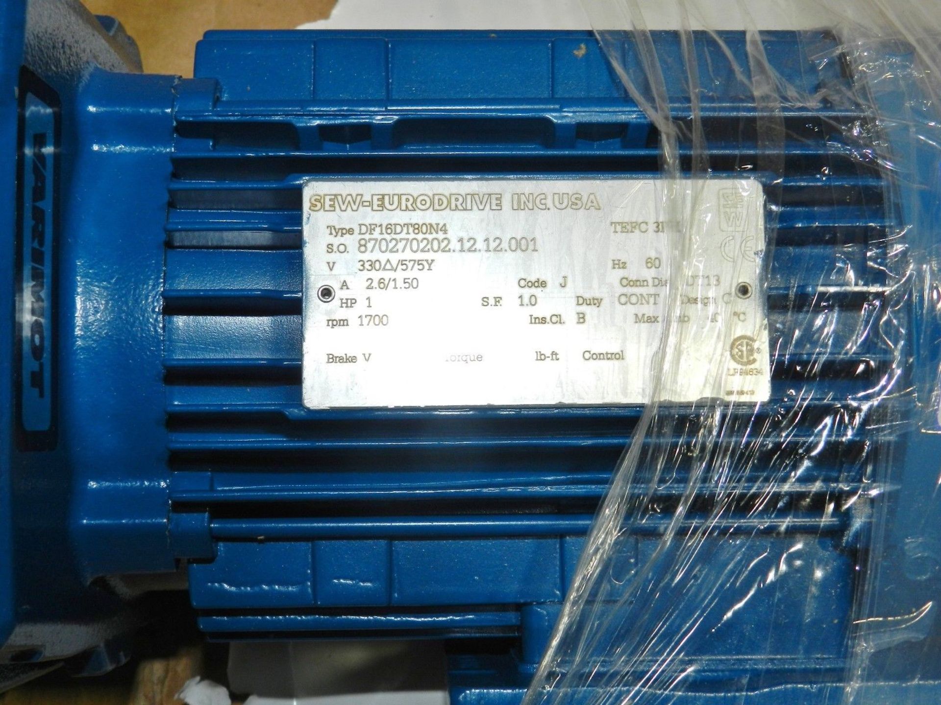 Sew-Eurodrive 1 HP Motor - Image 2 of 3