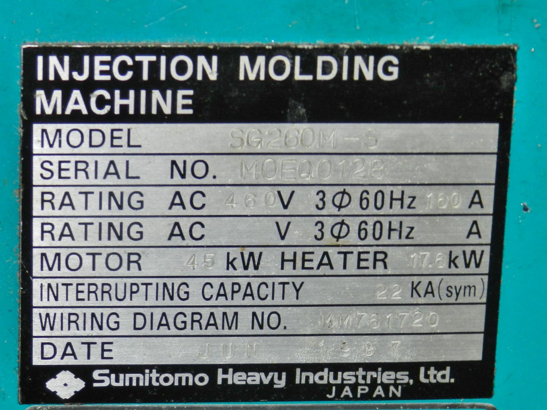 Sumitomo 286 Ton Injection Molding Machine - Image 8 of 8