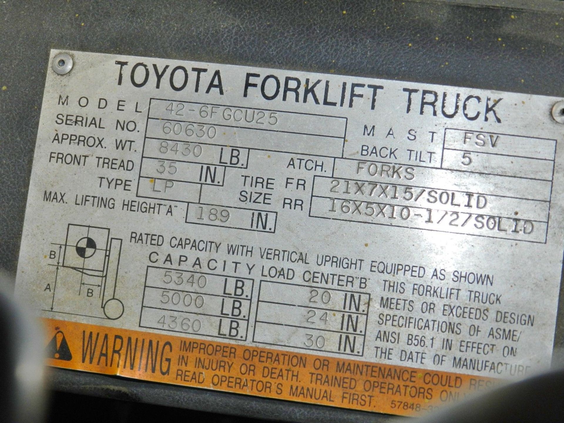 Toyota 5000lb LP Forklift - Image 5 of 6