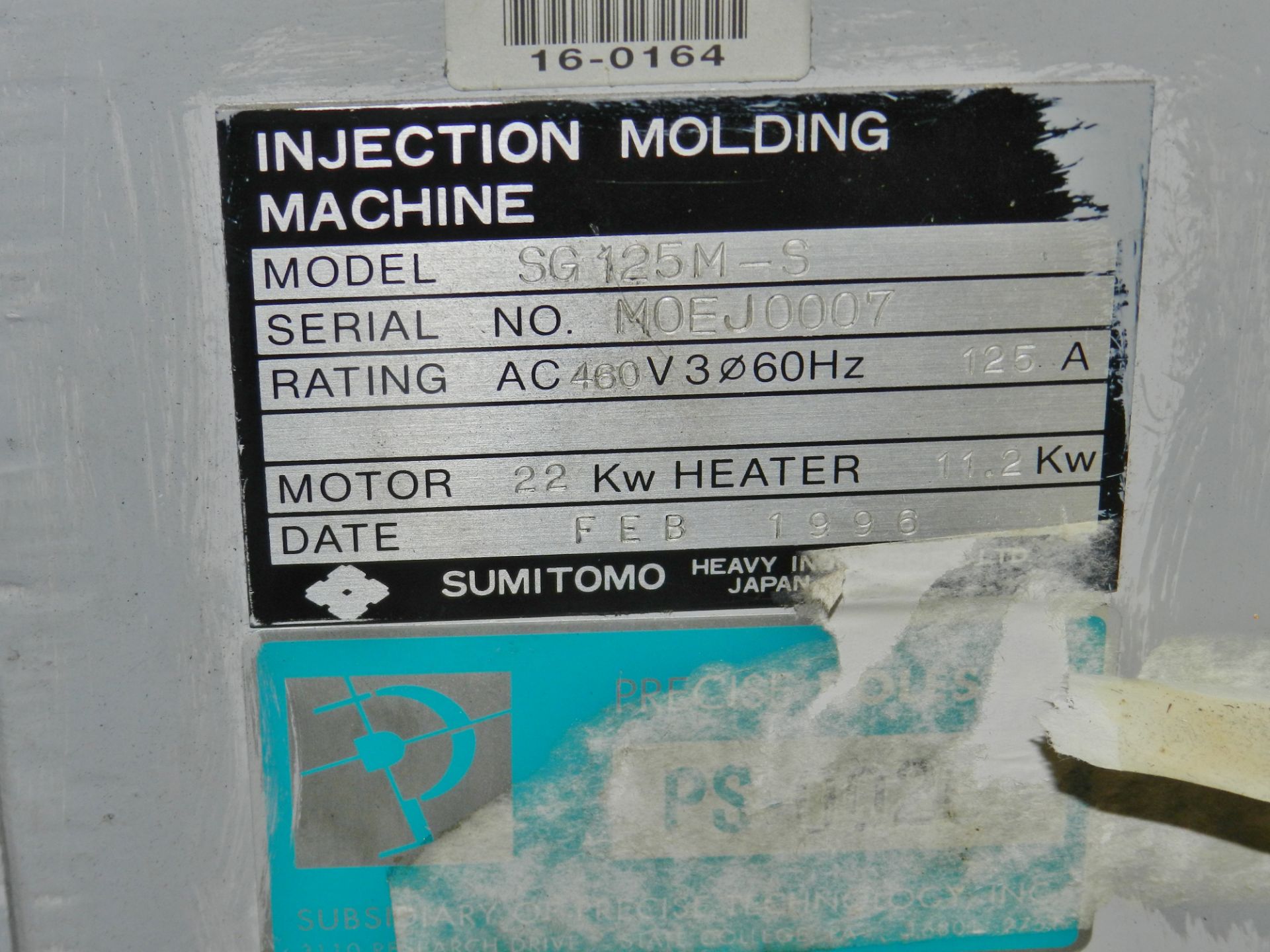 Sumitomo 125 Ton Injection Molding Machine - Image 6 of 6