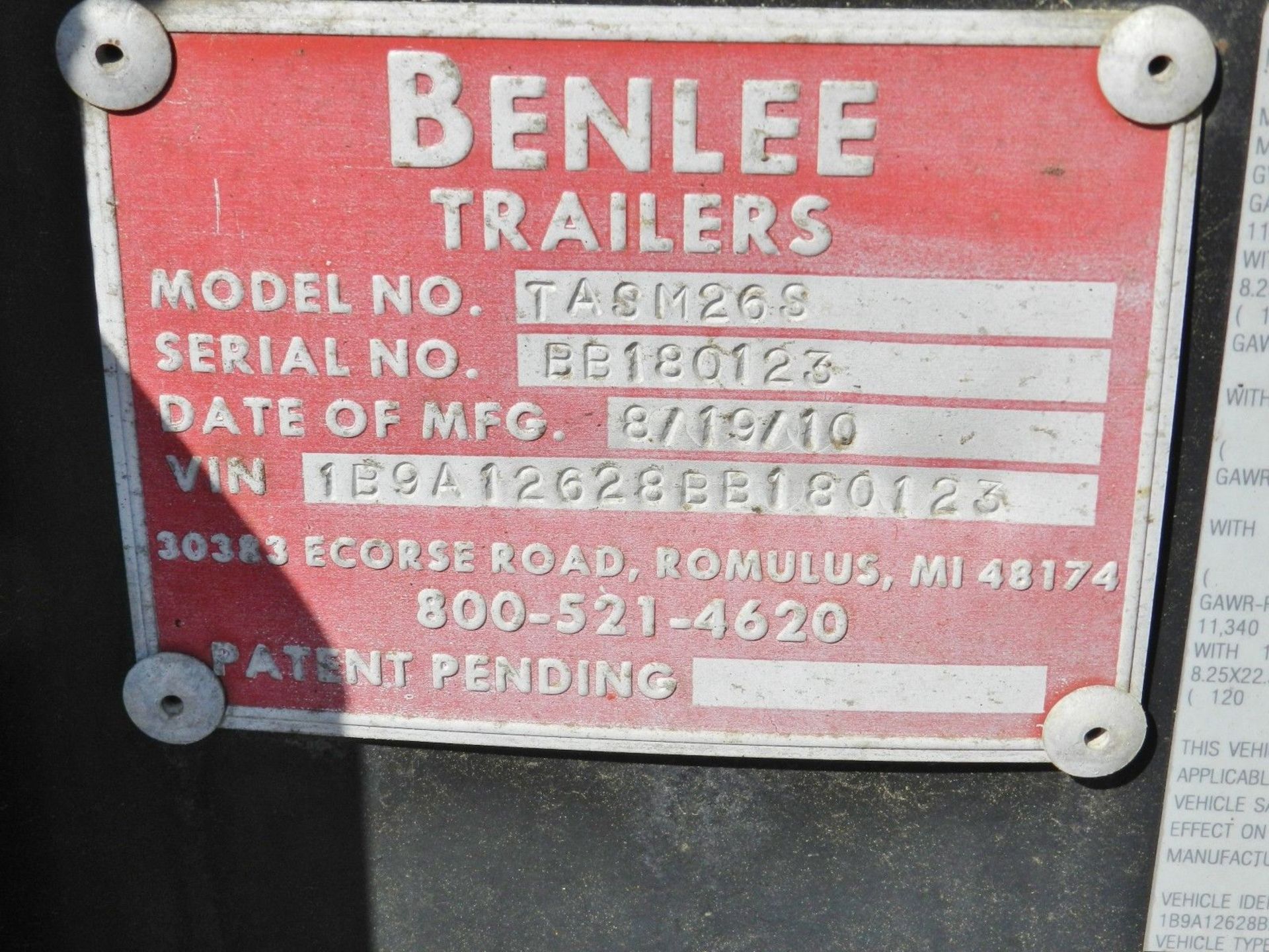 2010 Benlee Roll-Off Trailer - Image 3 of 5