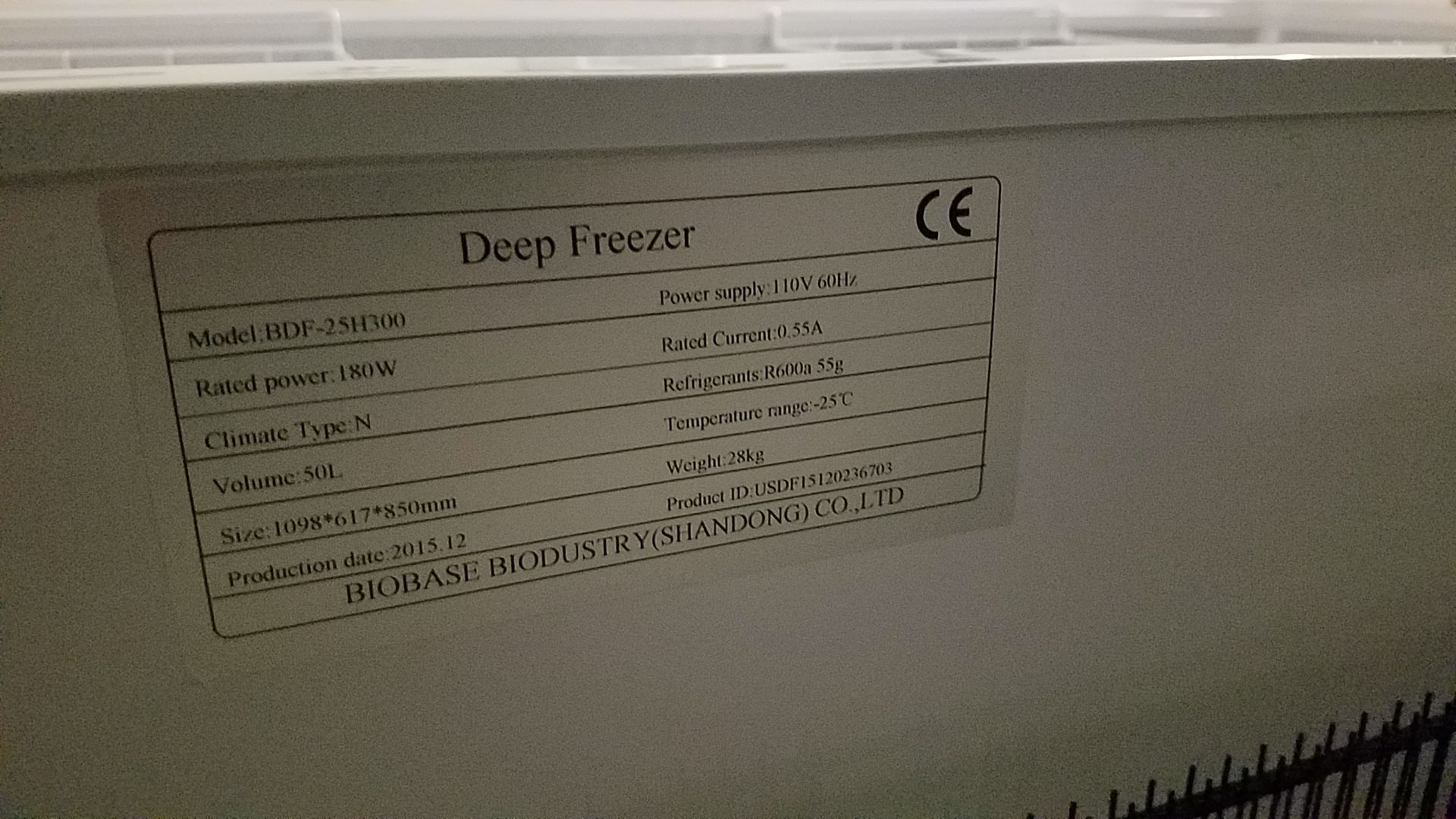 Biobase Deep Freezer - Image 2 of 2