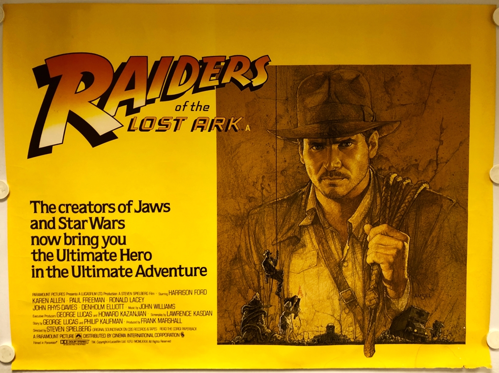 RAIDERS OF THE LOST ARK (1981) - British UK Quad film poster - Richard Amsel artwork featuring