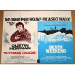 STRAW DOGS / DEATH WEEKEND (1976) - DOUBLE BILL - UK Quad Film Poster (30" x 40" - 76 x 101.5