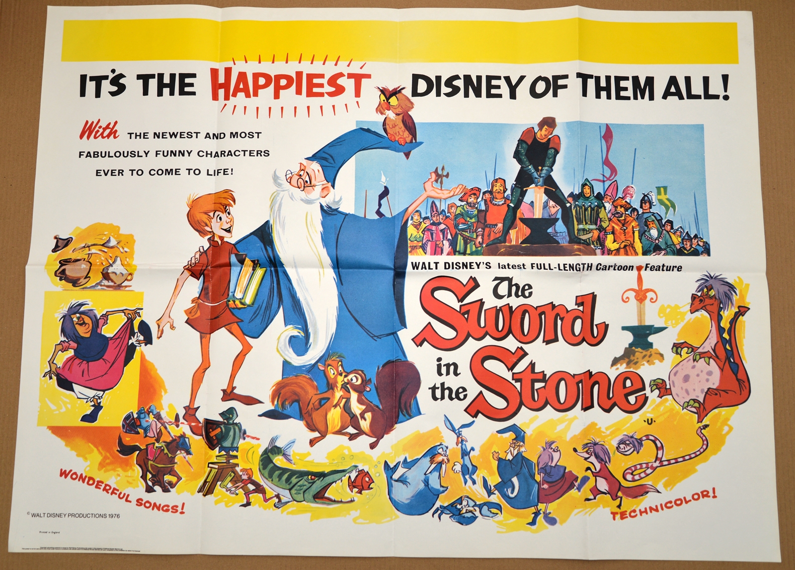 THE SWORD IN THE STONE (1963) - (1976 re-release) British UK Quad film poster - Walt Disney