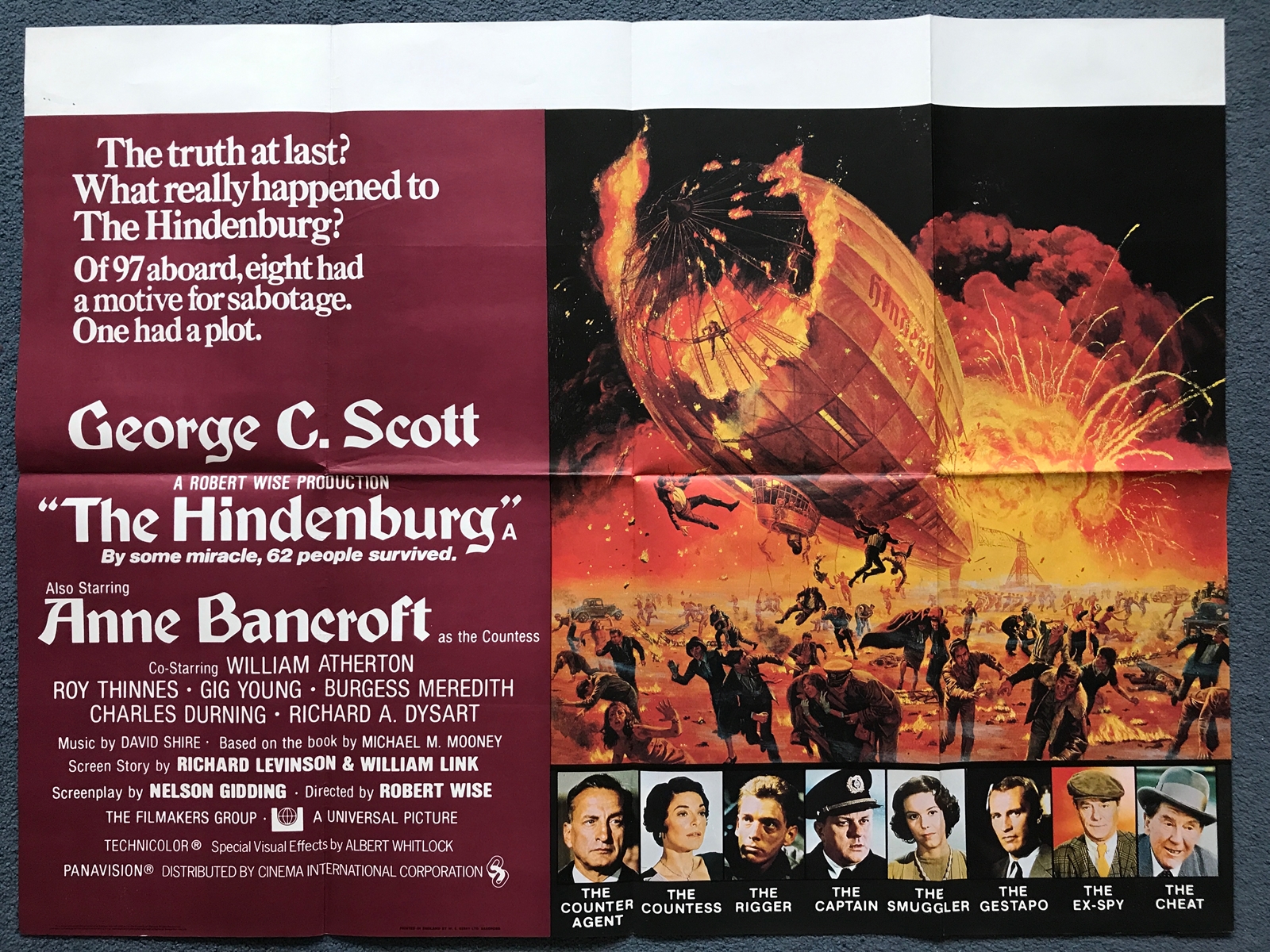 HINDENBURG (1975) - UK Quad Film Poster - Explosiv