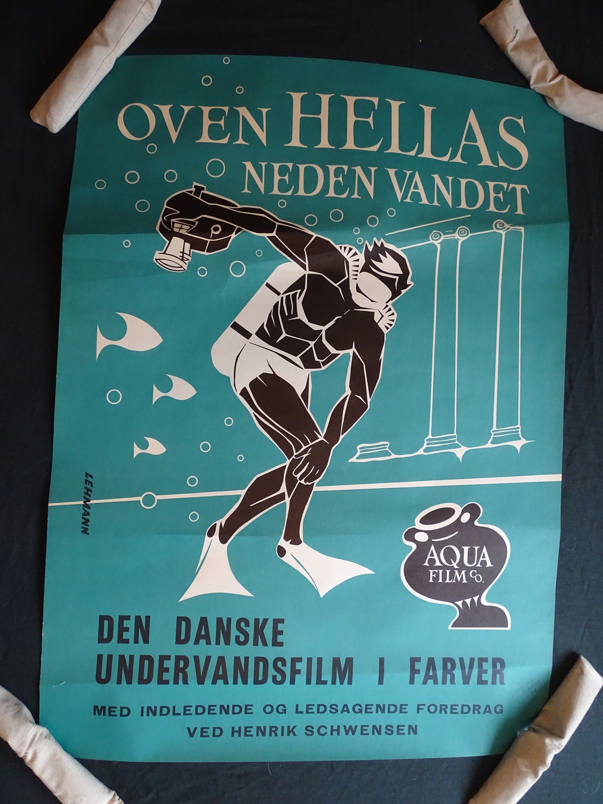 OVEN HELLAS NEDEN VANDET (TOP HELLAS BELOW THE WATER) (1957) -  Danish A1 Movie Poster - Lehmann
