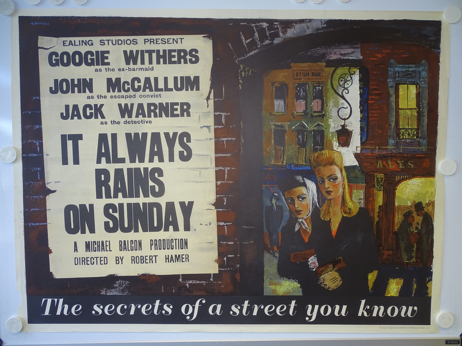IT ALWAYS RAINS ON SUNDAY (1947) - UK Quad Film Po