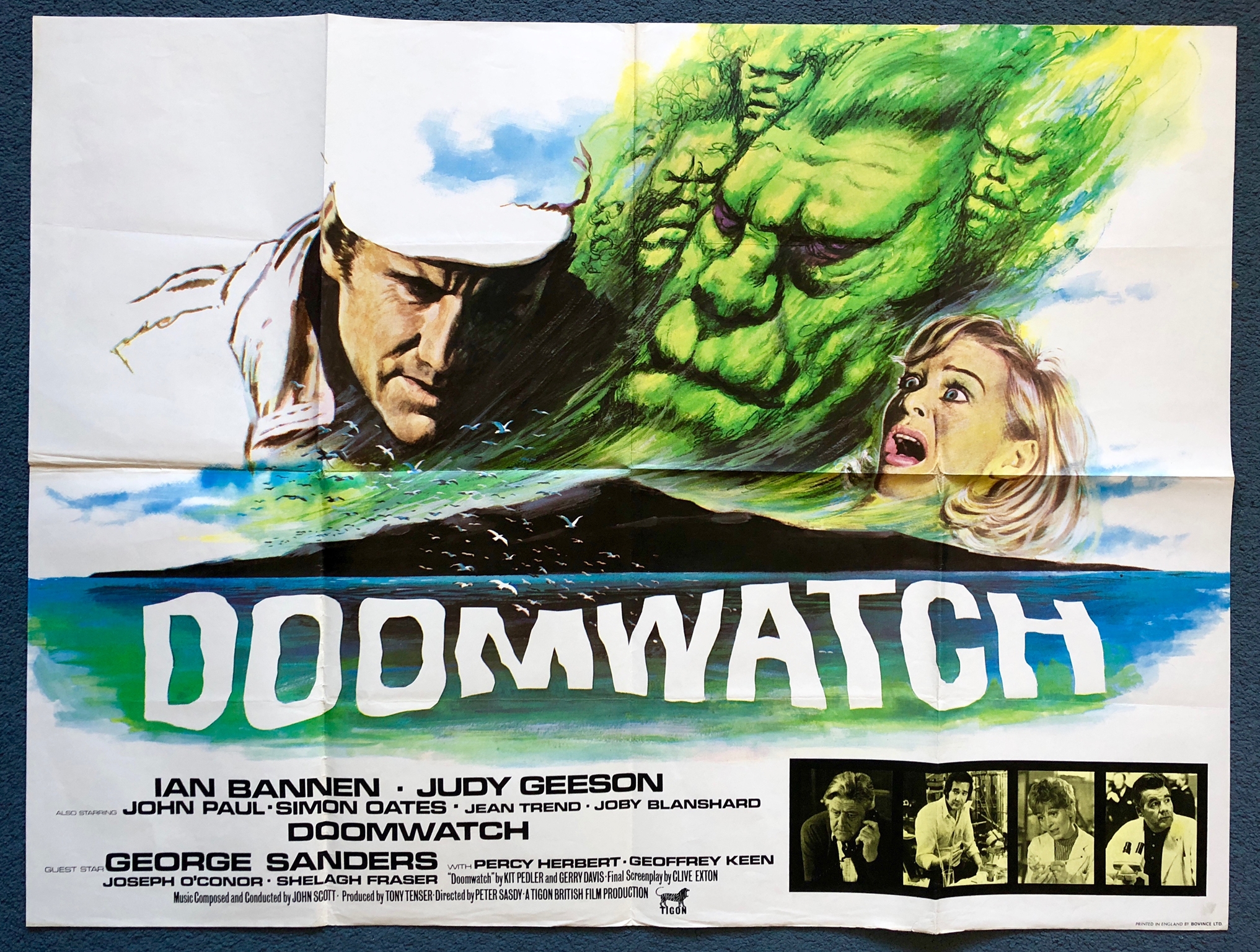 DOOMWATCH (1972) - British UK Quad Film Poster - TIGON/TONY TENSER - Tom Chantrell artwork - 30" x