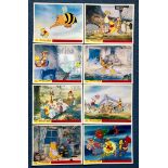 WINNIE THE POOH & THE BLUSTERY DAY (1969 ) - Set of 8 x UK/British Front of House Lobby Cards - 8" x