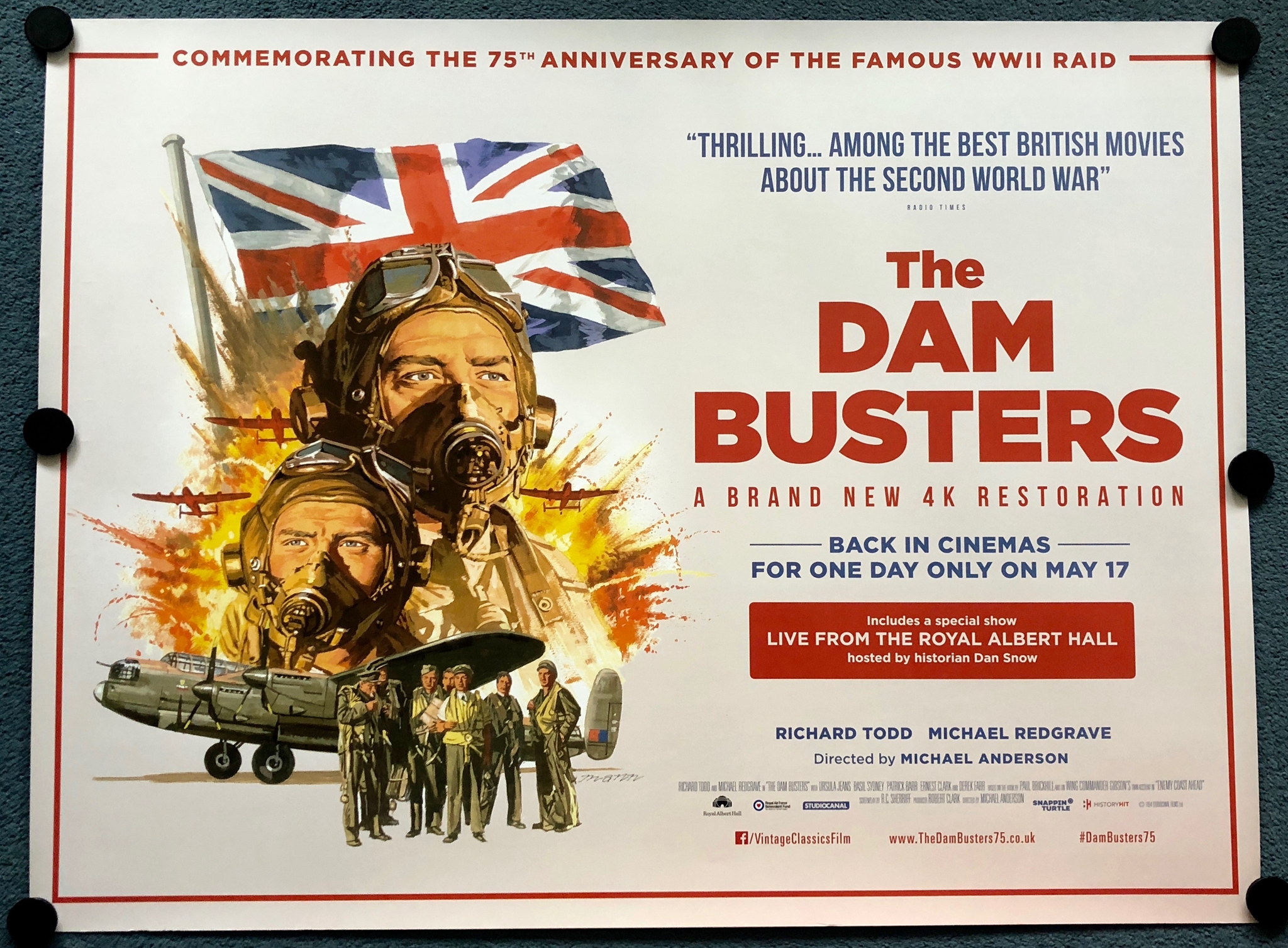 THE DAM BUSTERS (2018 Release) - UK Quad Film Poster - 75th Anniversary - Unique British design &