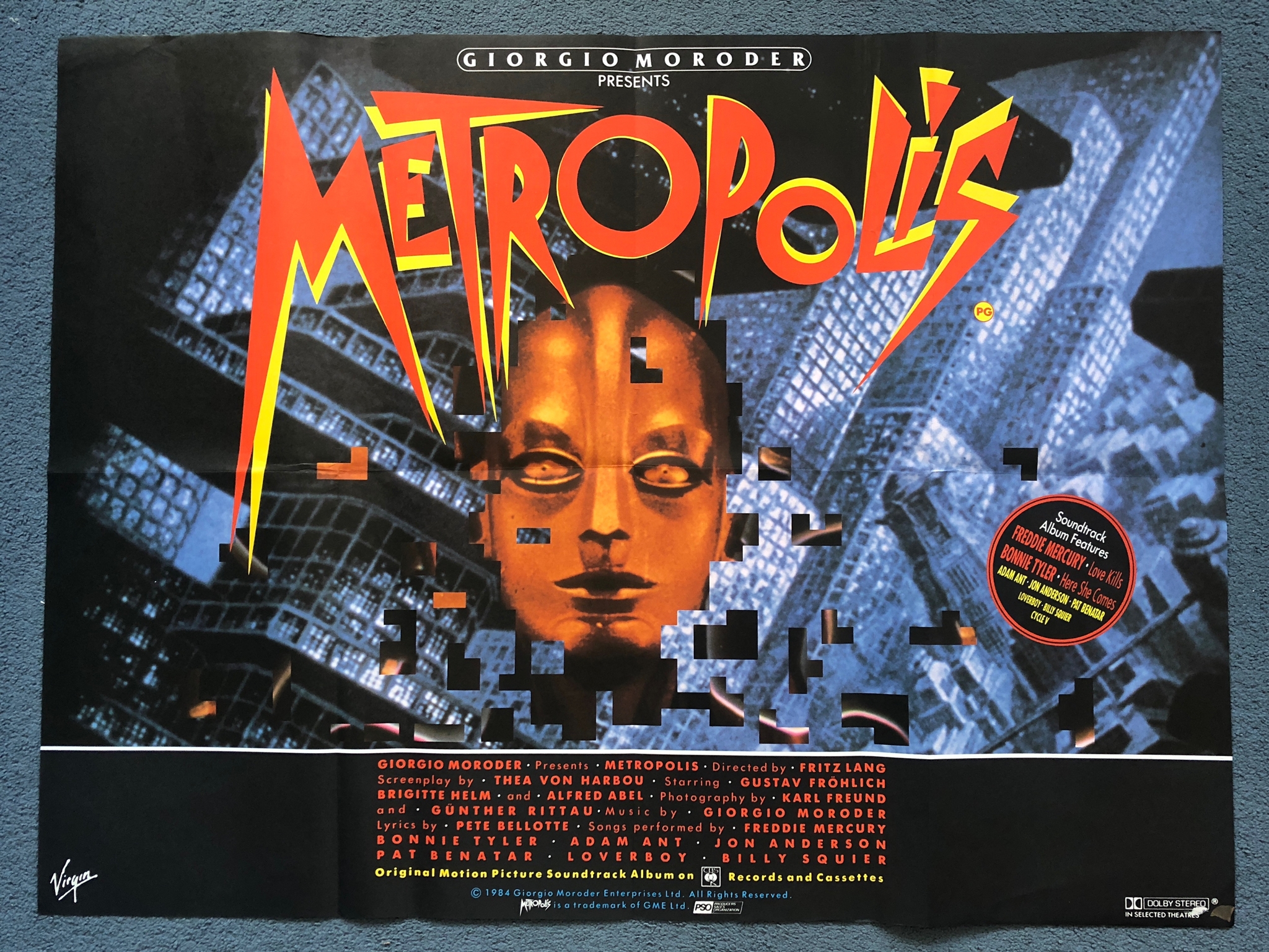 METROPOLIS (1984 Release) - UK Quad Film Poster - Giorgio Moroder re-release - 30" x 40" (76 x 101.5