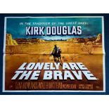 LONELY ARE THE BRAVE (1962) - British UK Quad Film Poster - KIRK DOUGLAS - Sweeping western