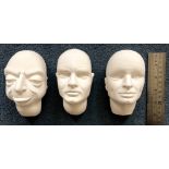 THUNDERBIRDS (1960's/70's) - 3 x plaster cast heads for PARKER, VIRGIL & SCOTT TRACEY - consigned by