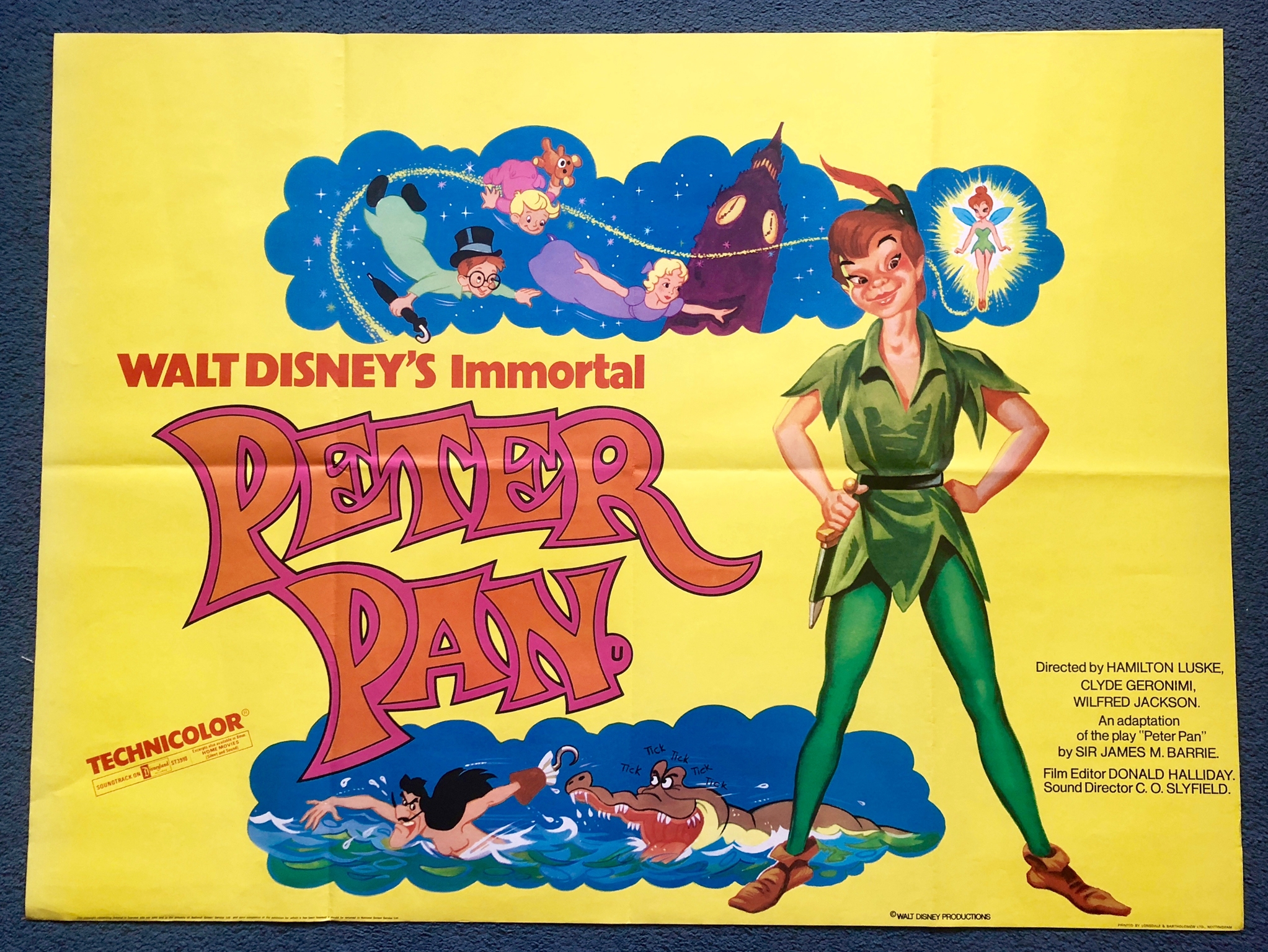 PETER PAN (1970's Release) - UK Quad Film Poster - 30" x 40" (76 x 101.5 cm) - Folded (as