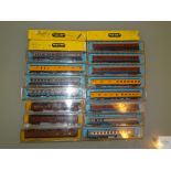 N GAUGE - GROUP OF AMERICAN OUTLINE PASSENGER CARS by RIVAROSSI, ATLAS, MINITRIX etc - G/VG in F/G