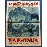 JOURNEY TO ITALY (1953) "Viaje a Italia" - Cuban/Mexican one Sheet Movie Poster - Stone Litho