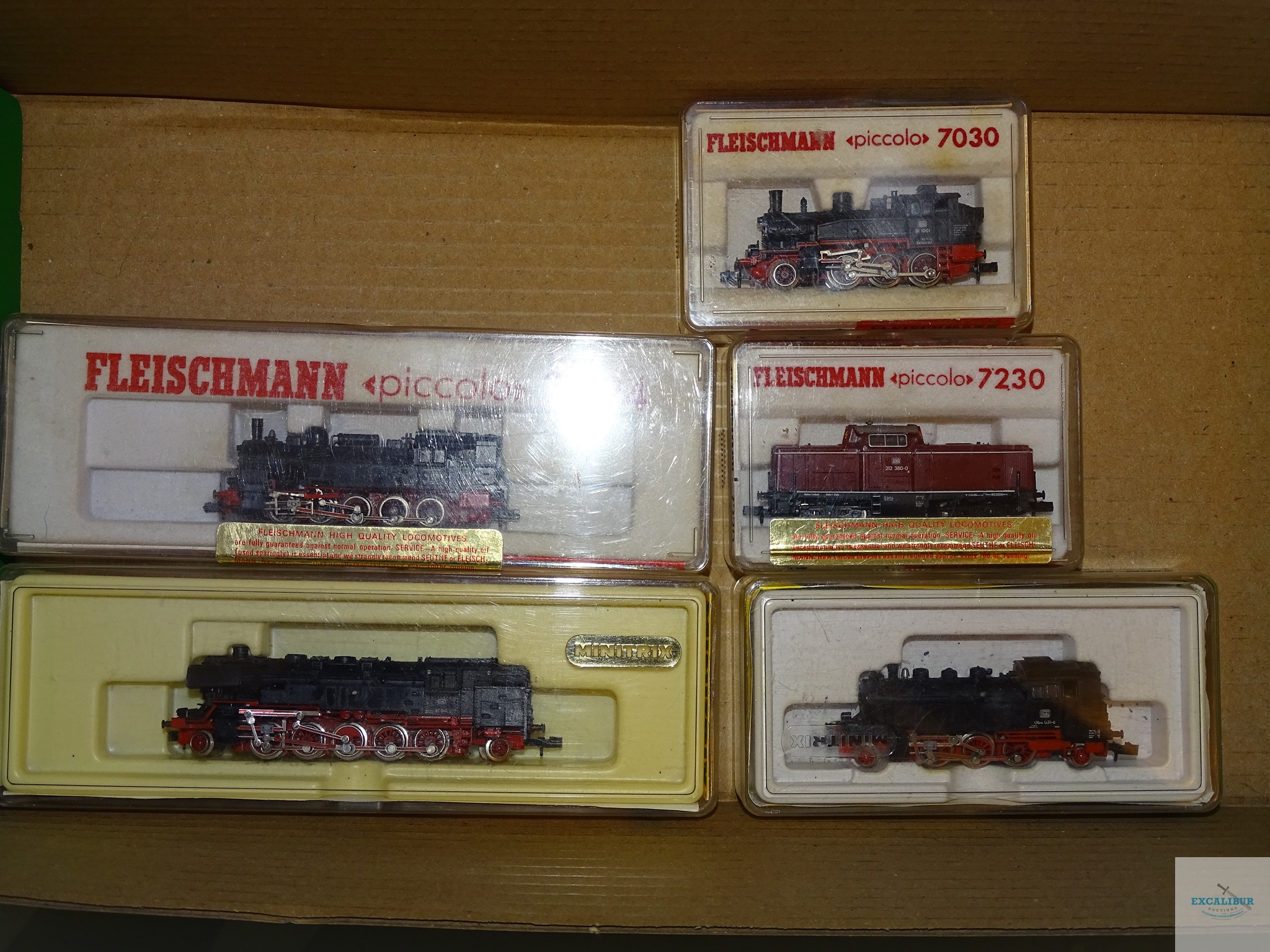 N GAUGE - GROUP OF GERMAN OUTLINE DIESEL AND STEAM LOCOS - FLEISCHMANN AND MINITRIX - G/VG in G