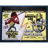 THE DRAGON LIVES / ENTER THE DRAGON (1976) - UK Quad Film Poster Double Bill Film Poster - BRUCE LEE