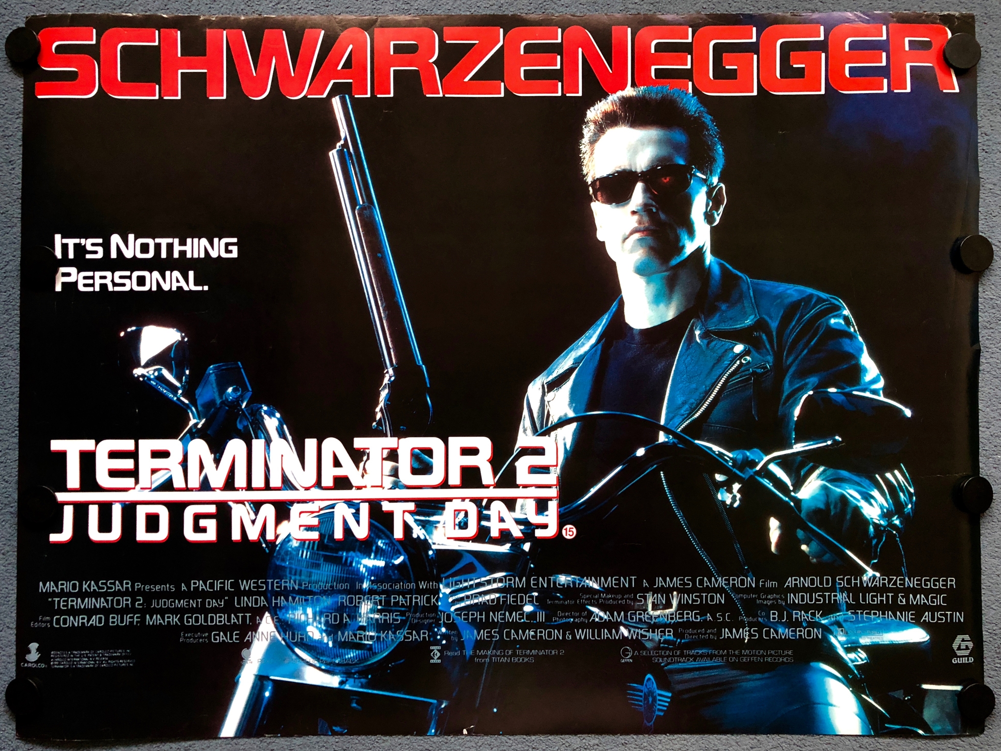 TERMINATOR 2: JUDGEMENT DAY (1992) - British UK Quad Film Poster - ARNOLD SCHWARZENEGGER - James